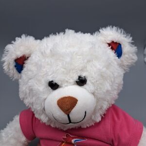 Build A Bear Carnival Cruise Ship Plush White Logo Stuffed Bear Pink Shirt BABW